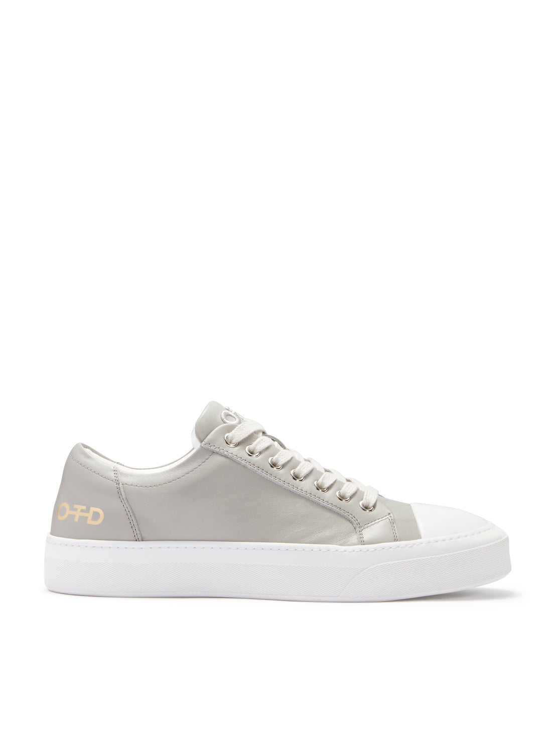 Women's Light Grey Leather Low-Top Sneakers