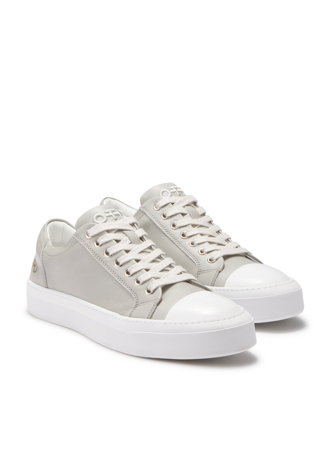 Pair of Women's Light Grey Leather Low-Top Sneakers