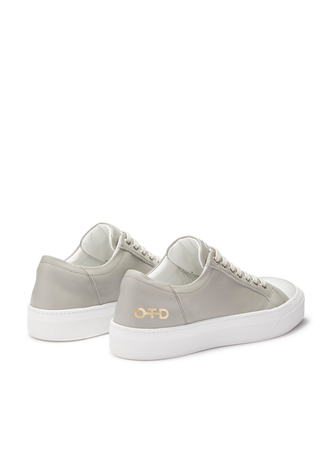 Back of Women's Light Grey Leather Low-Top Sneakers