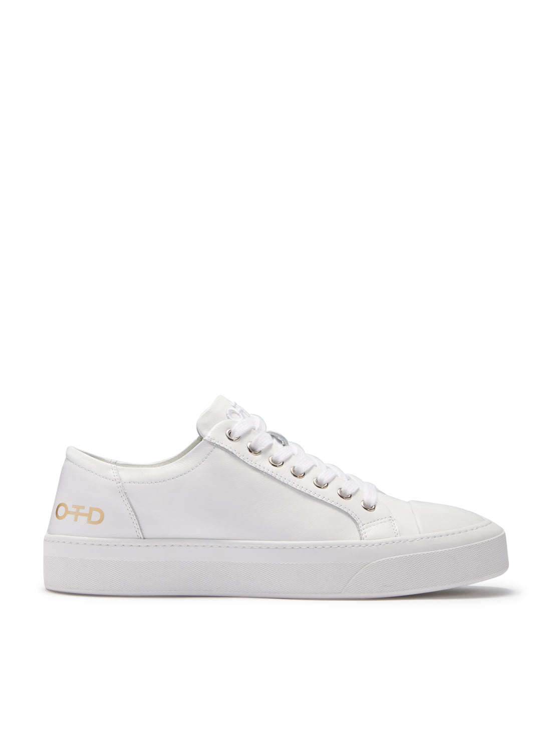 Women's White Leather Low-Top Sneakers