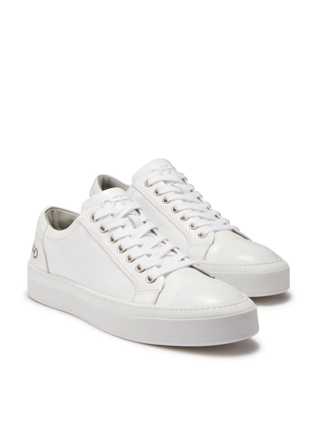 Pair of Women's White Leather Low-Top Sneakers