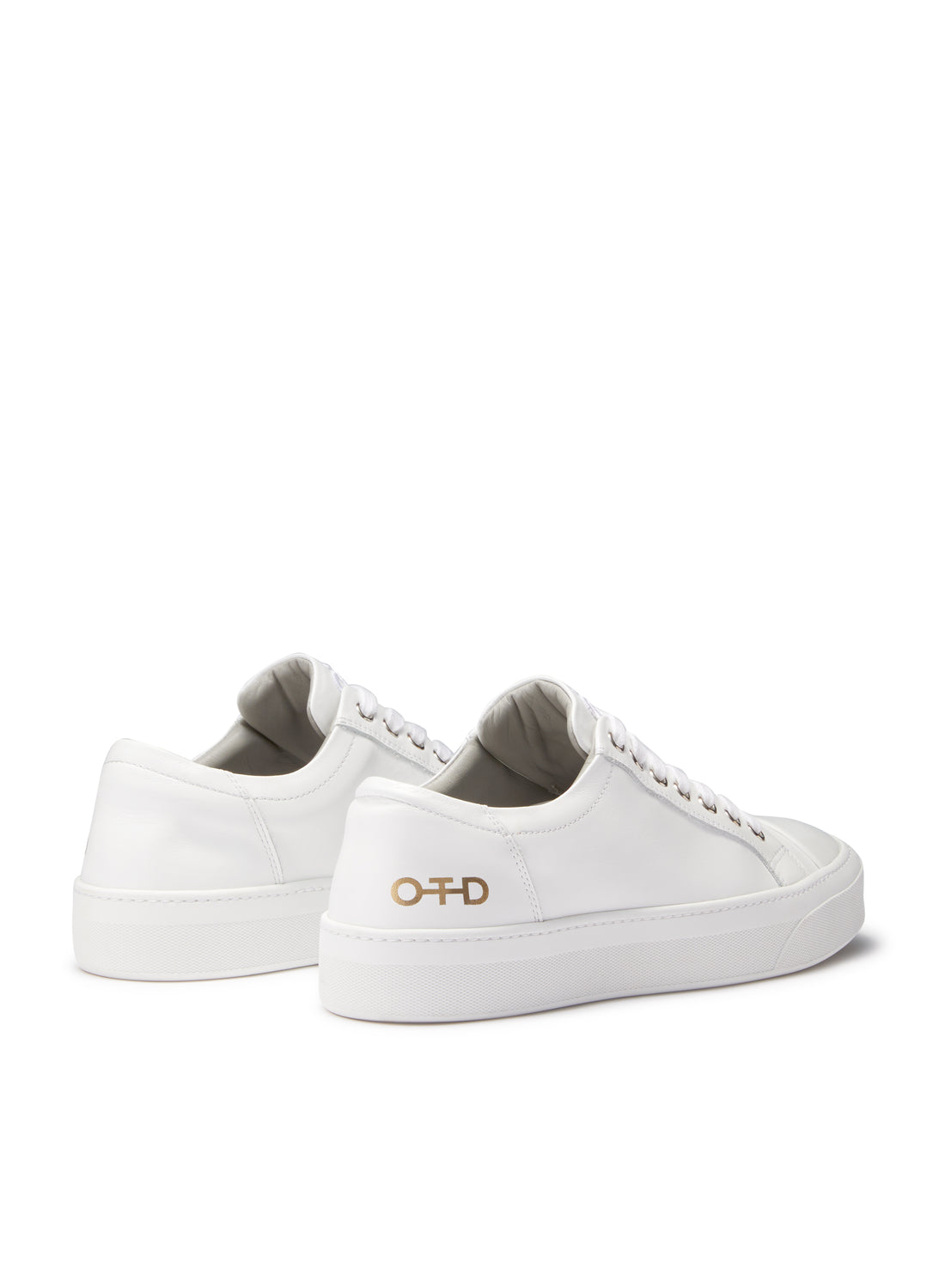 Back of Women's White Leather Low-Top Sneakers