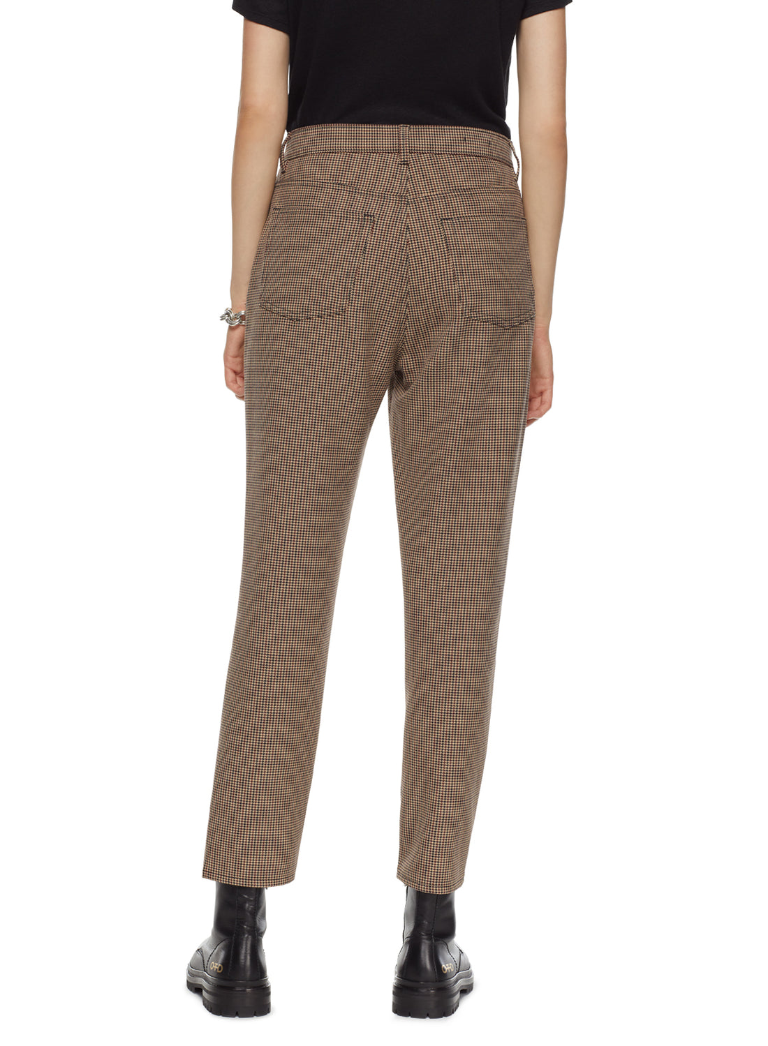 Back of Women's Khaki Multi Tapered Plaid Pants