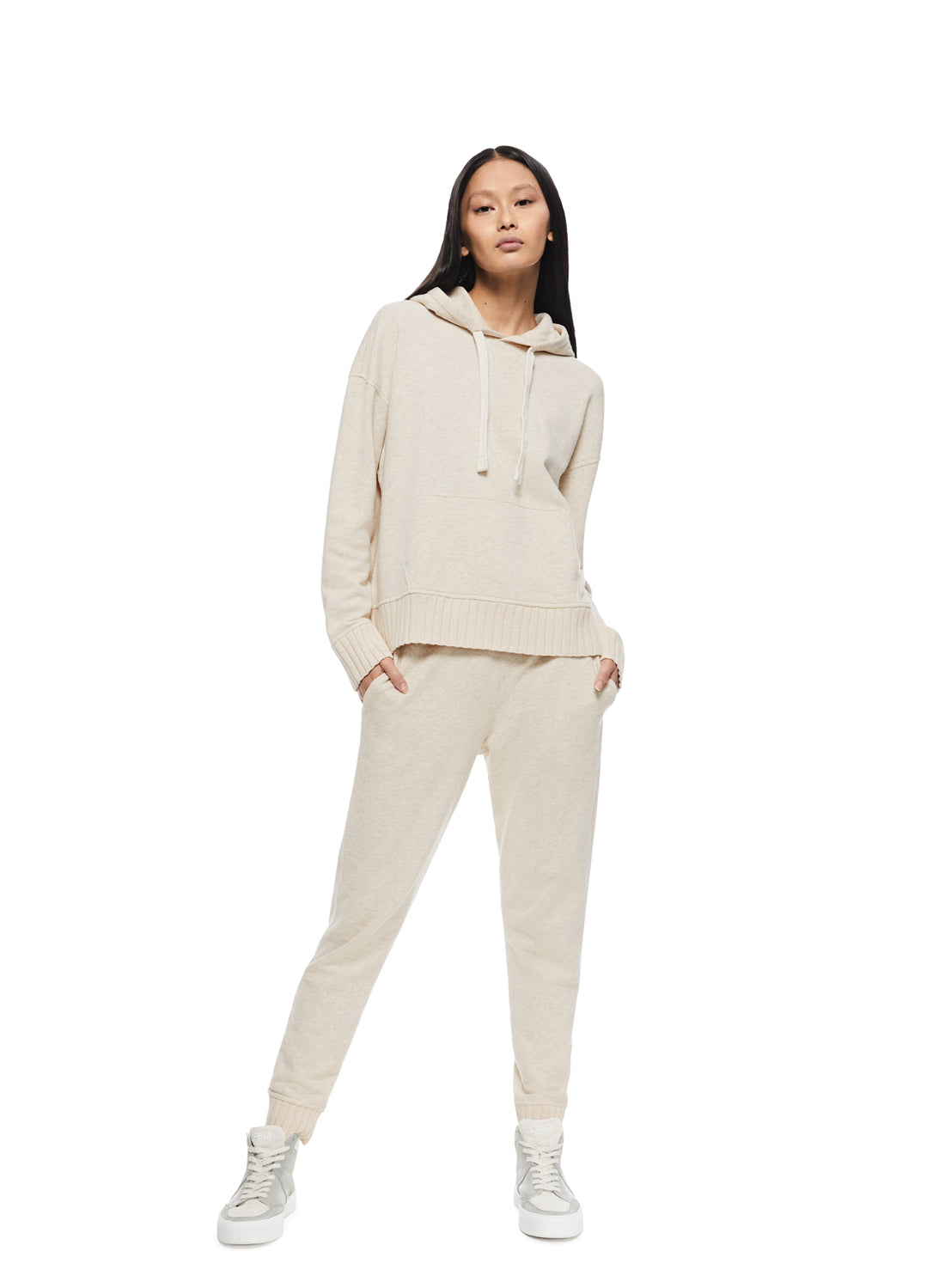 Front of Oatmeal Melange French Terry Sweatpants