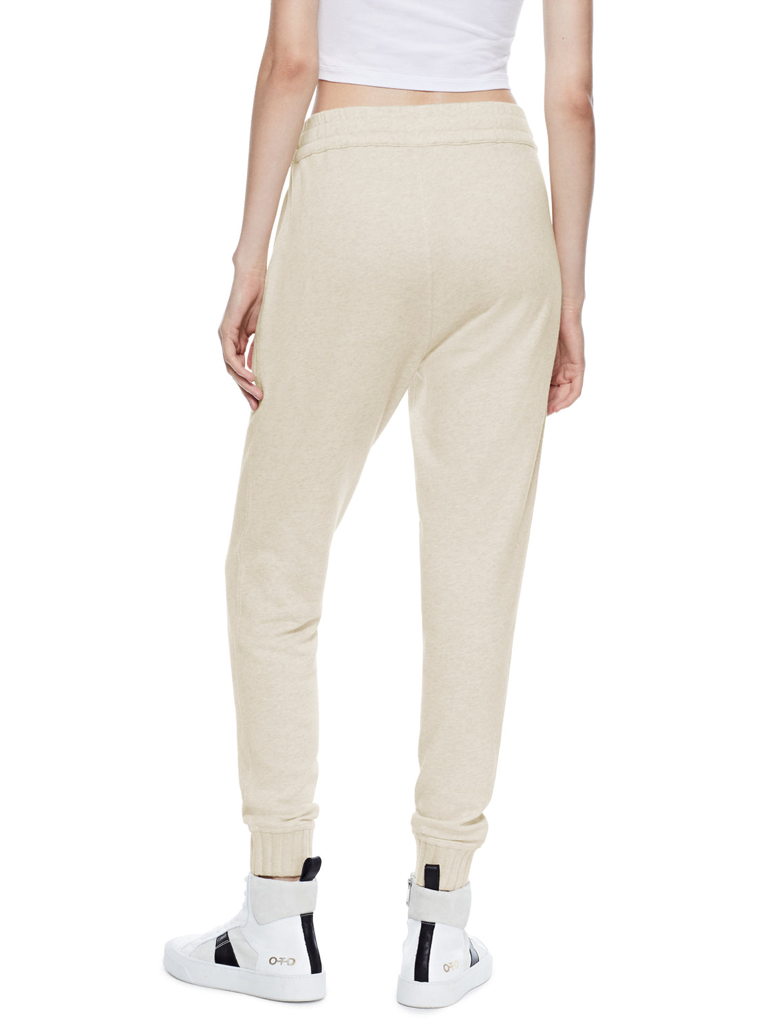 Back of Oatmeal Melange French Terry Sweatpants