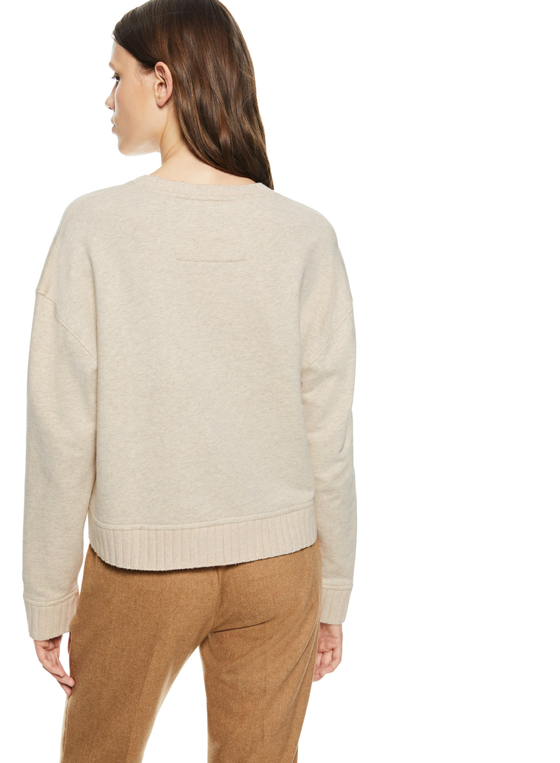 Back of Oatmeal Melange French Terry Sweatshirt