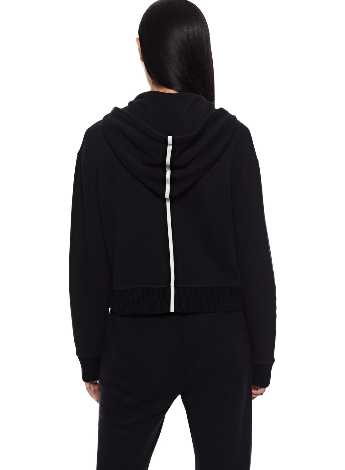 Back of Black Cropped Zip Hoodie