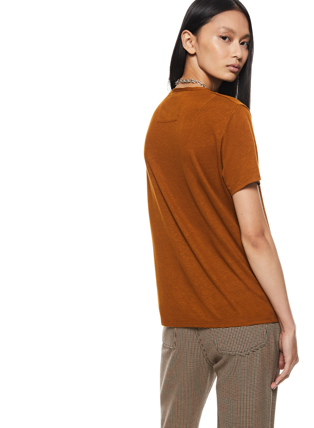 Back of Women's Copper Linen-Blend Tee