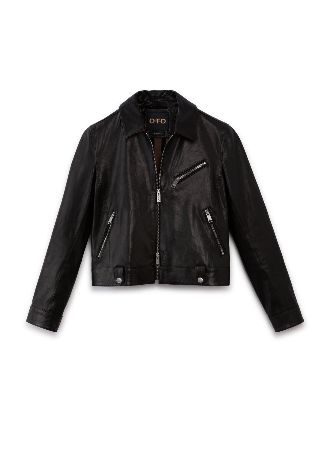 Front of Women's Salt Belted Leather Jacket - Image #3