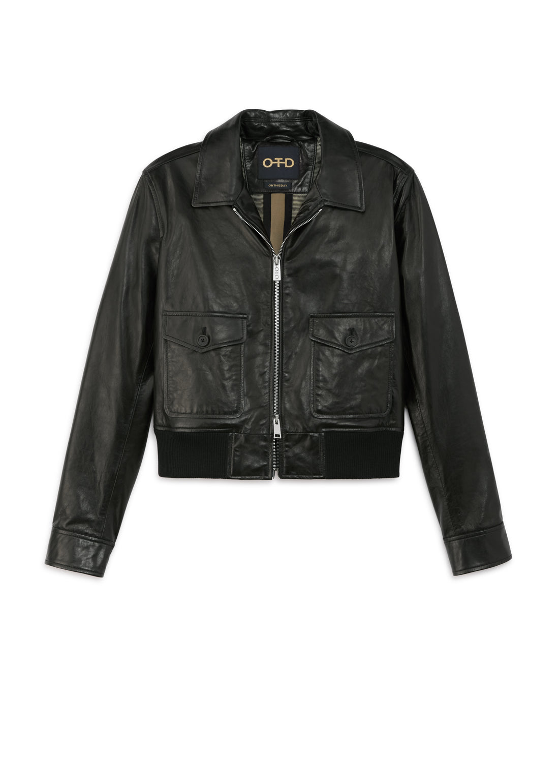 Front of Women's Black Leather Rider Jacket - Image #2