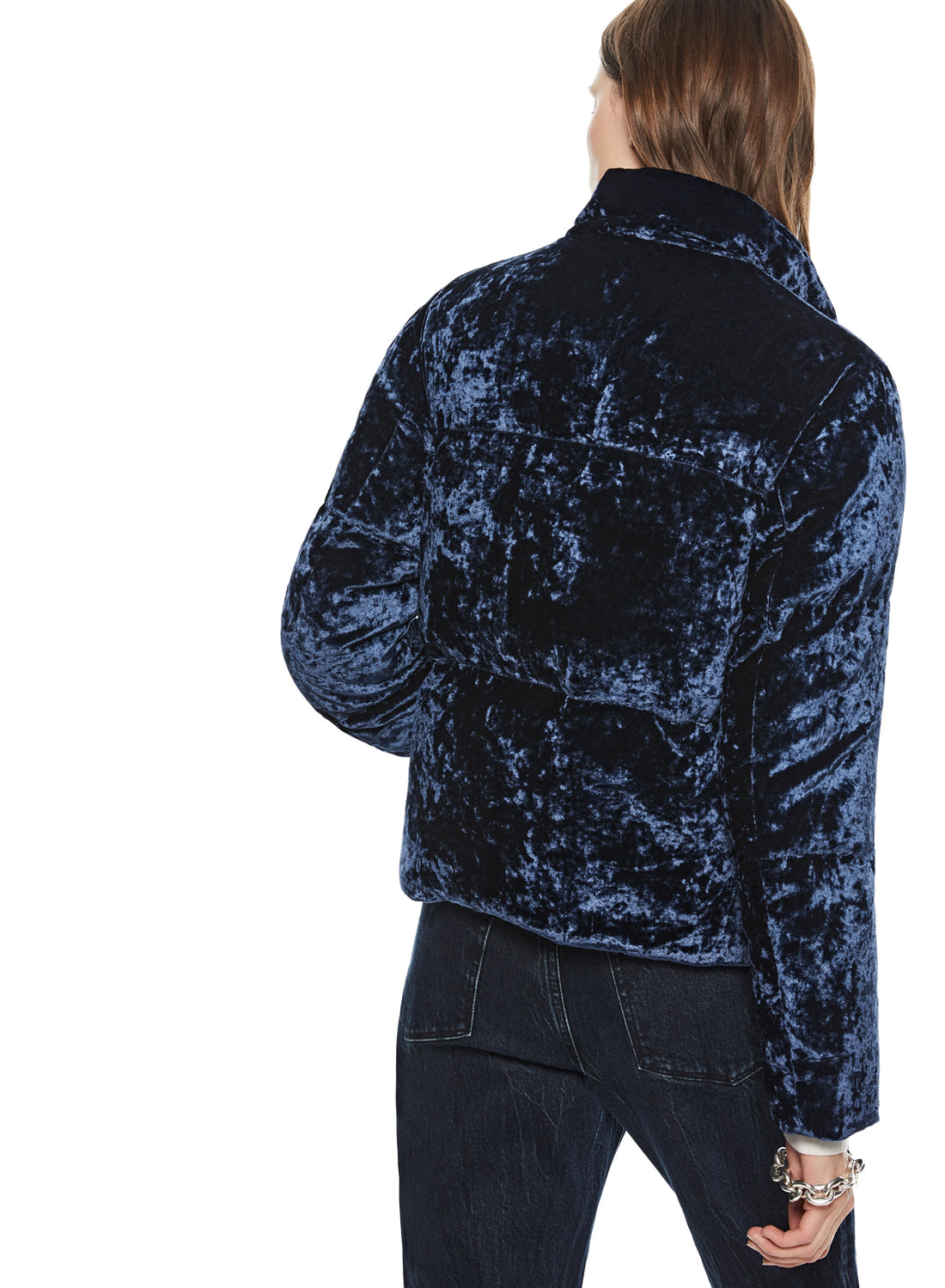 Back of Women's Midnight Washed Velvet Down Jacket - Image #2