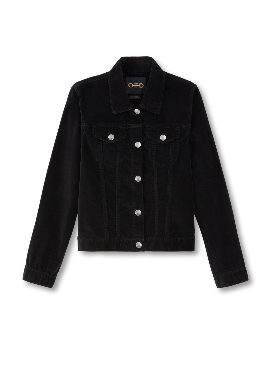 Front of Women's Dark Indigo Denim Bomber Jacket - Image #2