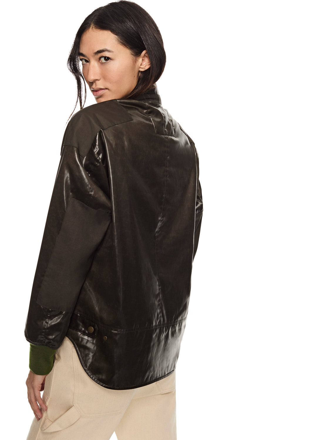 Coated Nylon Modern Bomber Jacket