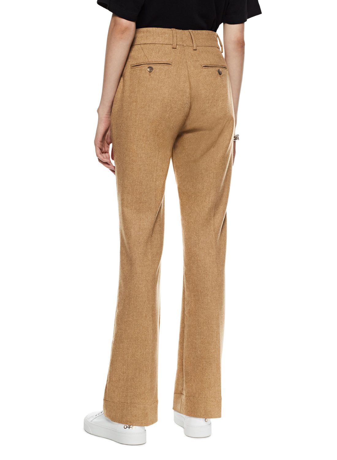 Back of Women's Camel Flare Leg Pants