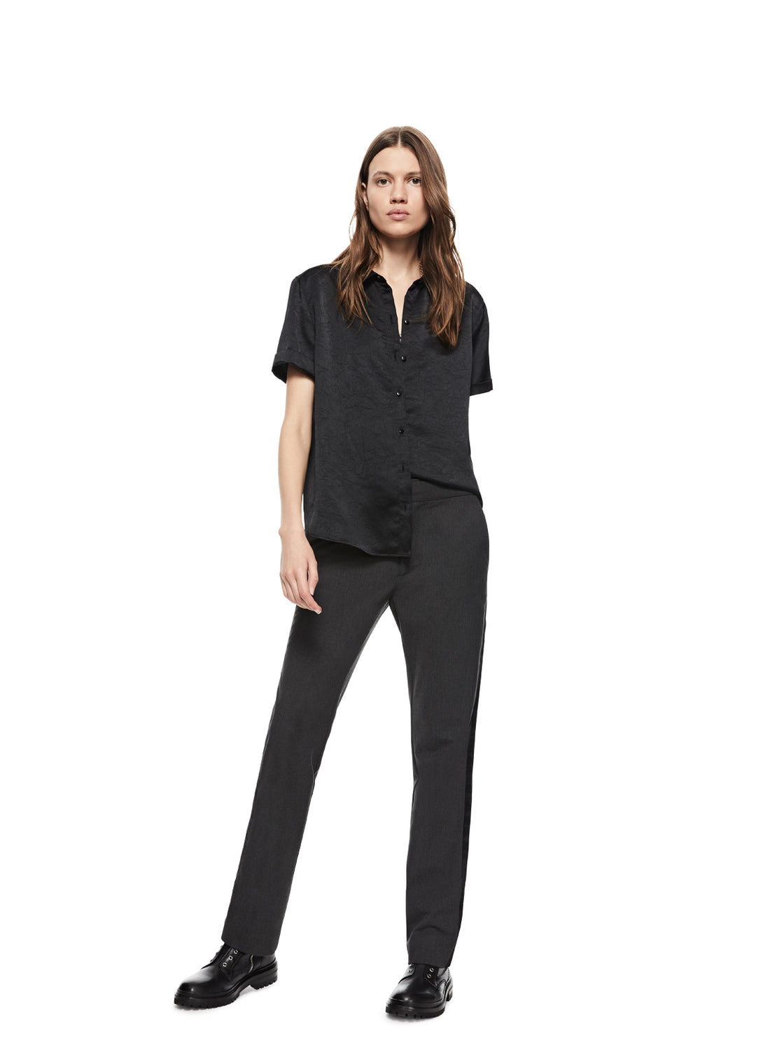 Front of Women's Charcoal Heather Tuxedo Pant