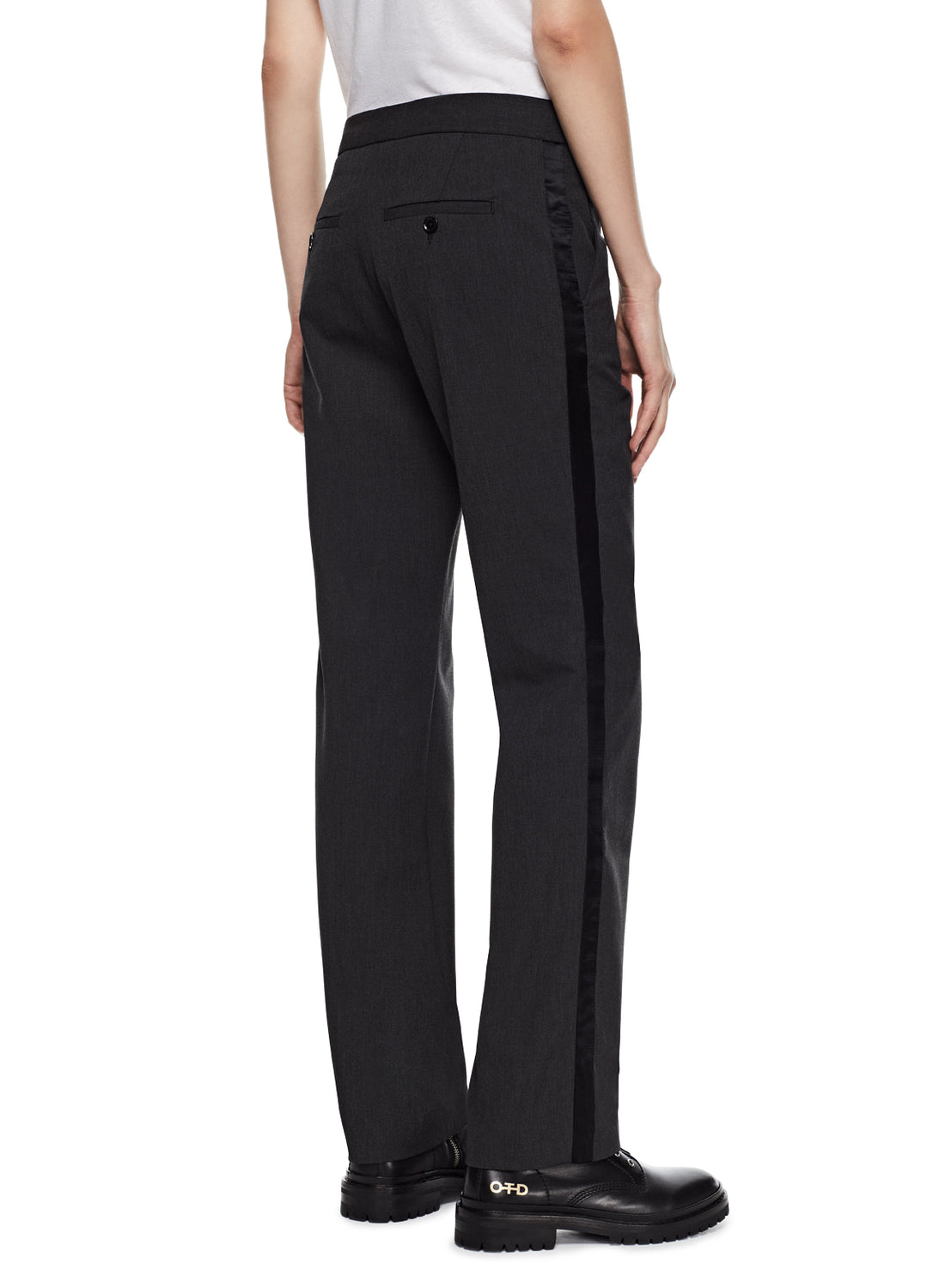 Back of Women's Charcoal Heather Tuxedo Pant