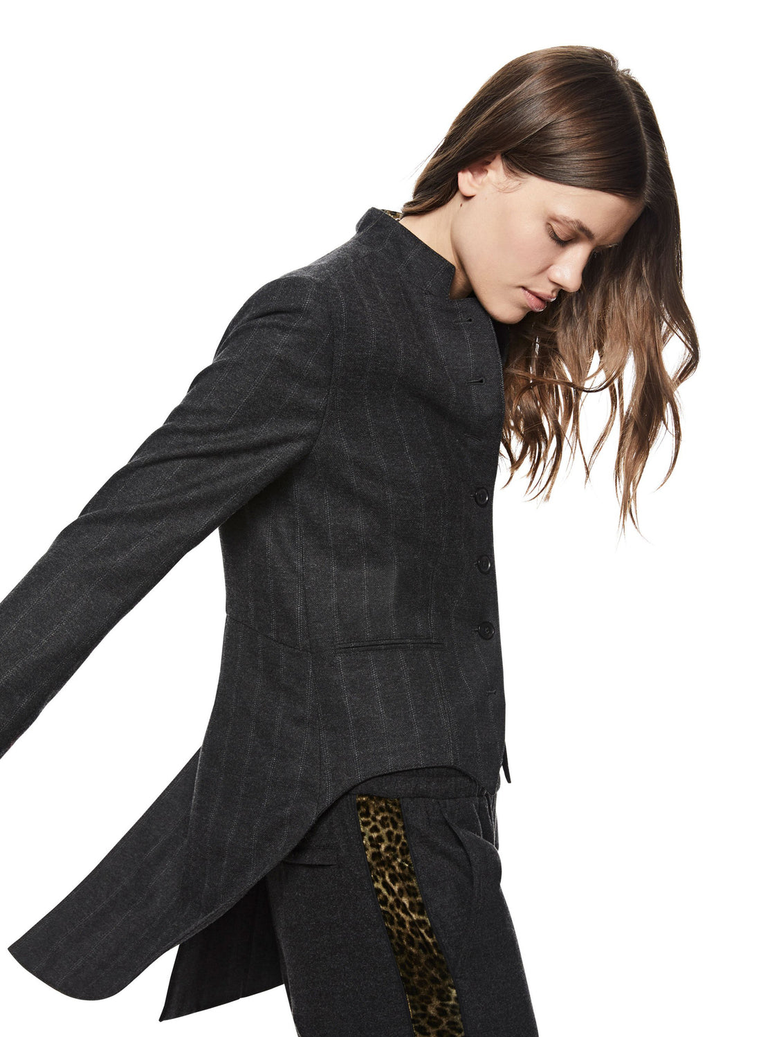 Side of Women's Charcoal Herringbone Tailcoat - Image #2