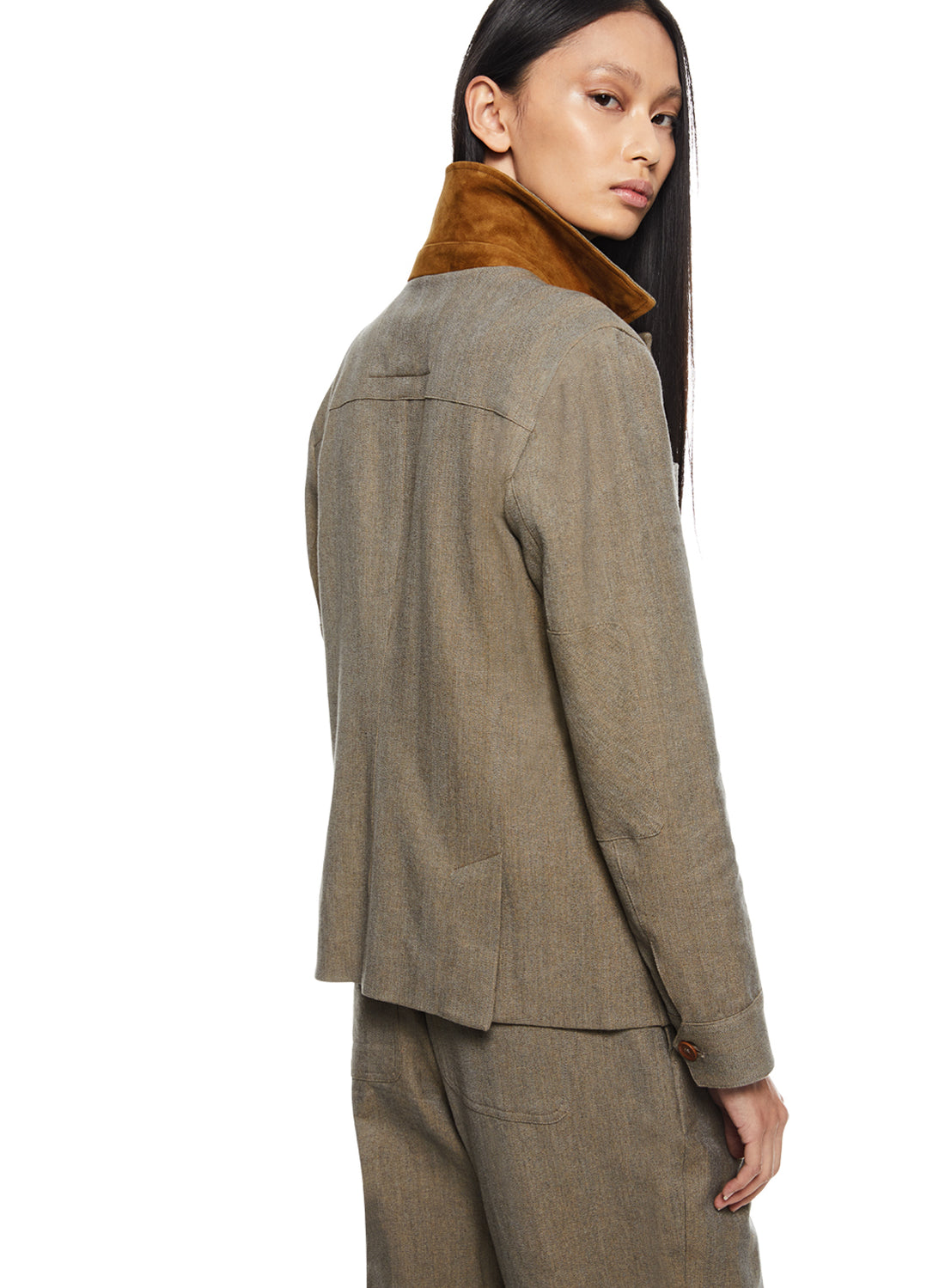 Back of Women's Sandstone Patch Pocket Task Jacket