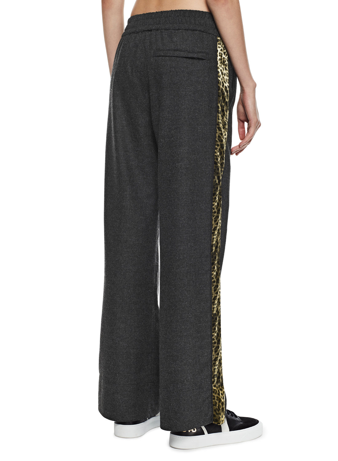 Back of Women's Charcoal Heather Wide Leg Track Pant