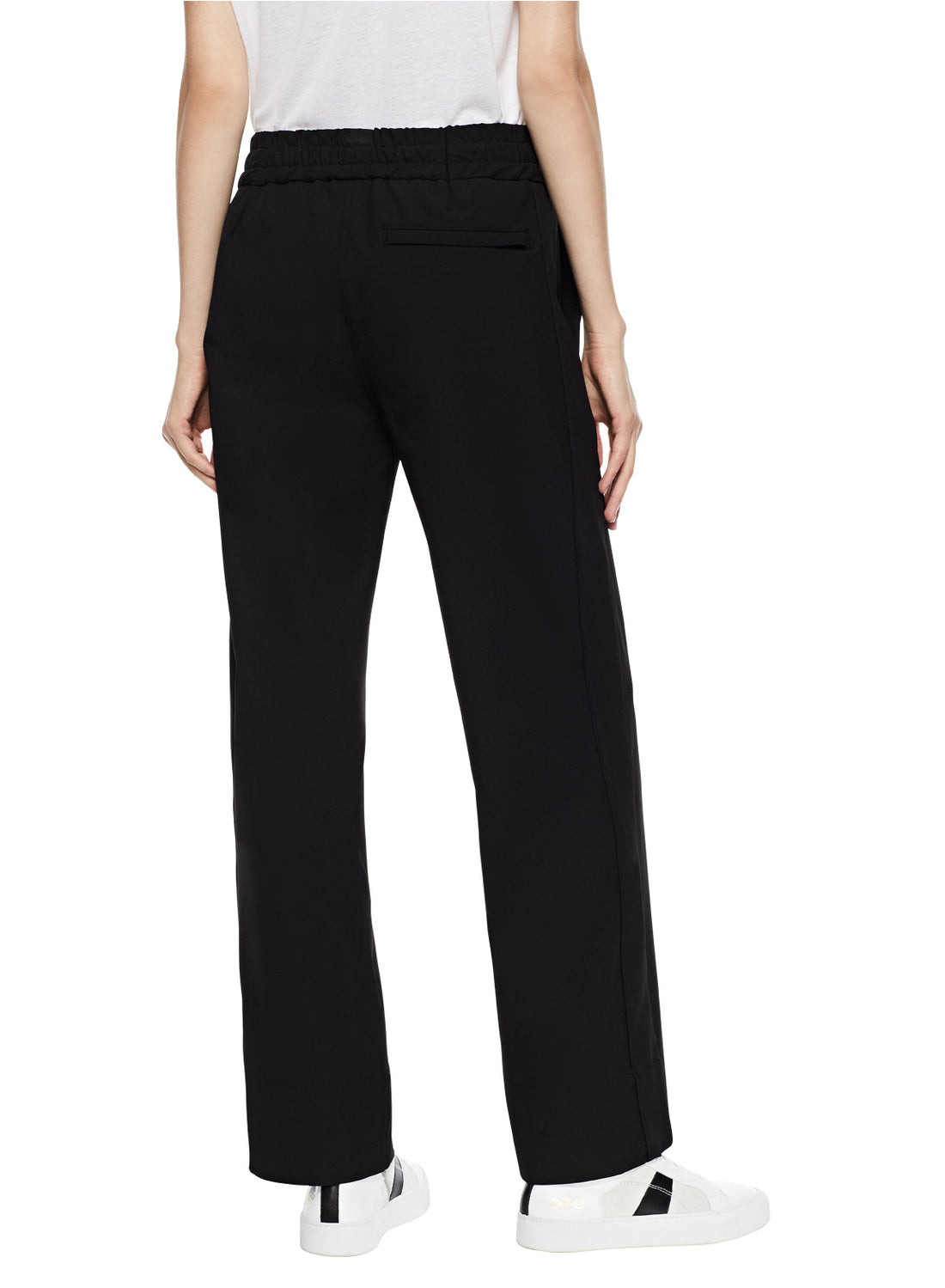 Back of Women's Black Wide Leg Track Pant