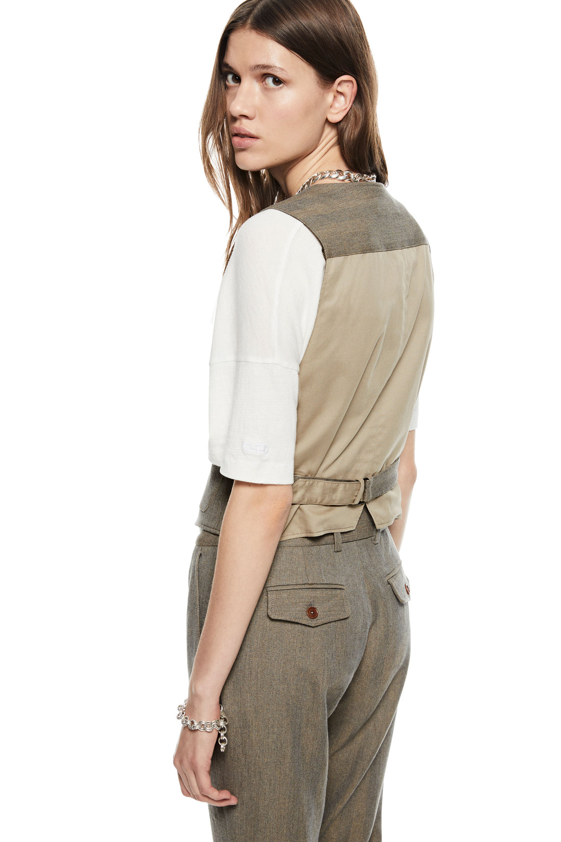 Back of Women's Sandstone 4 Pocket Waistcoat