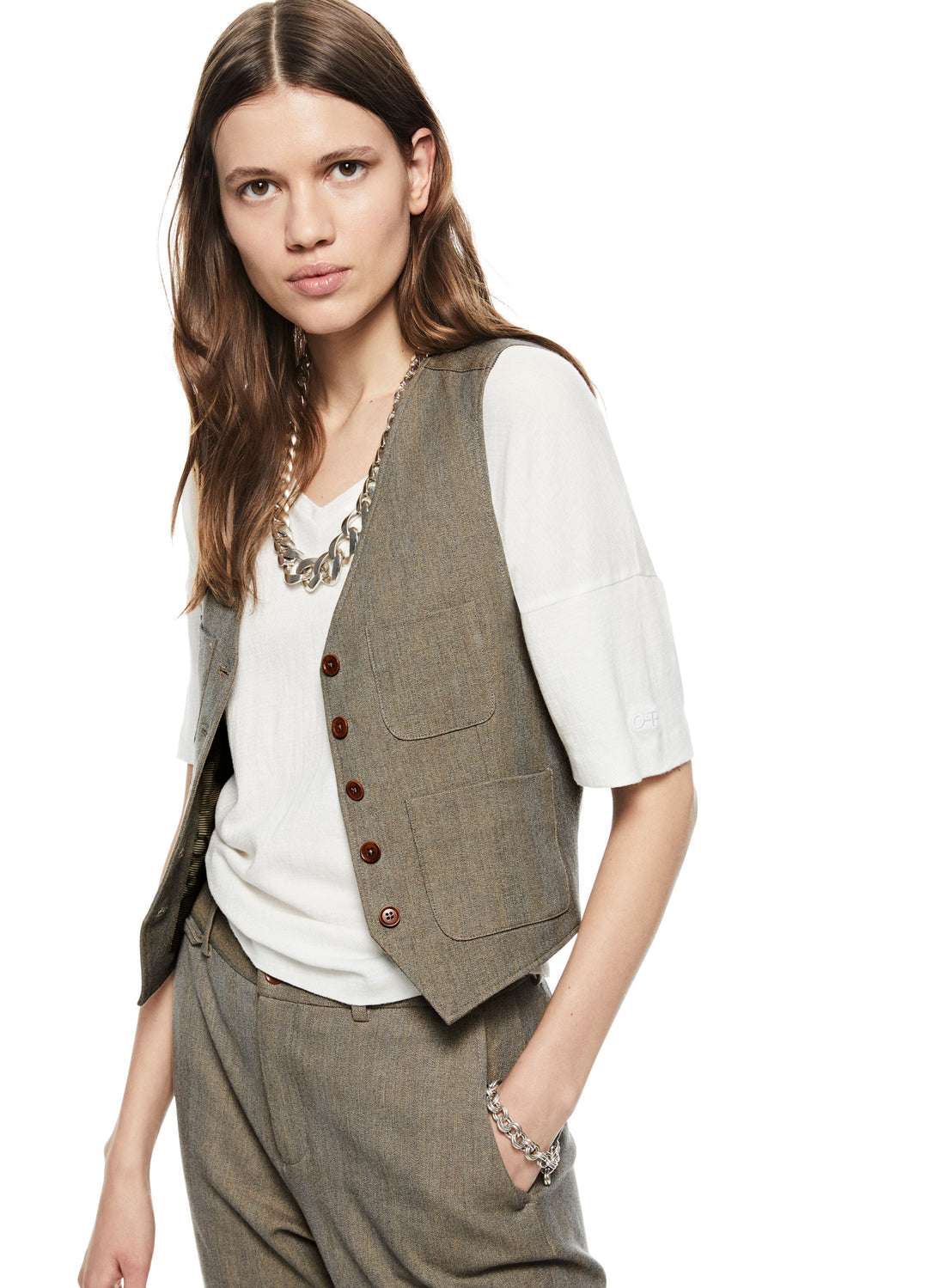 Front of Women's Sandstone 4 Pocket Waistcoat - Image #2