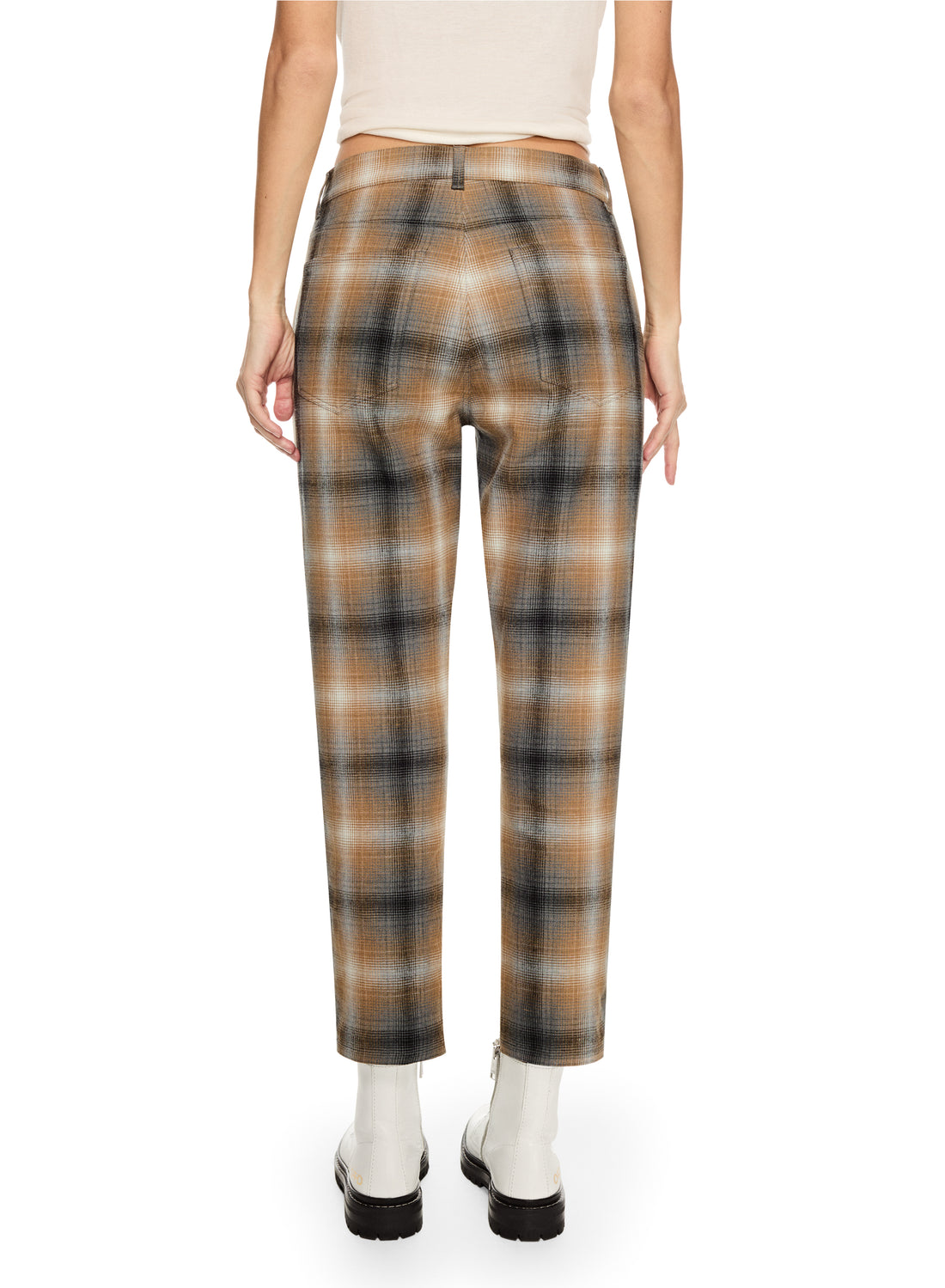 Linen-Blend Shadow Plaid Tapered Pant